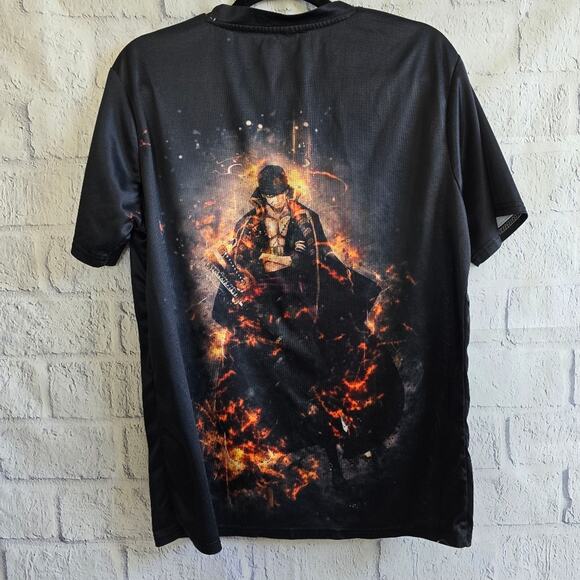 One Piece Roranoa Zoro Anime Graphic Jersey Style Dark Gray Tee Large - Picture 2 of 9
